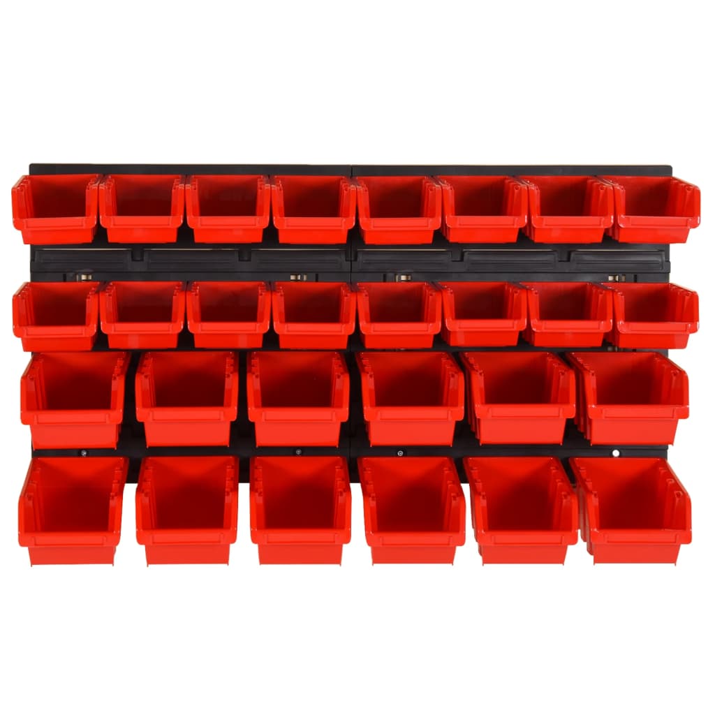 vidaXL 30-piece Sorting System Set 77x39 cm Polypropylene Red and Black