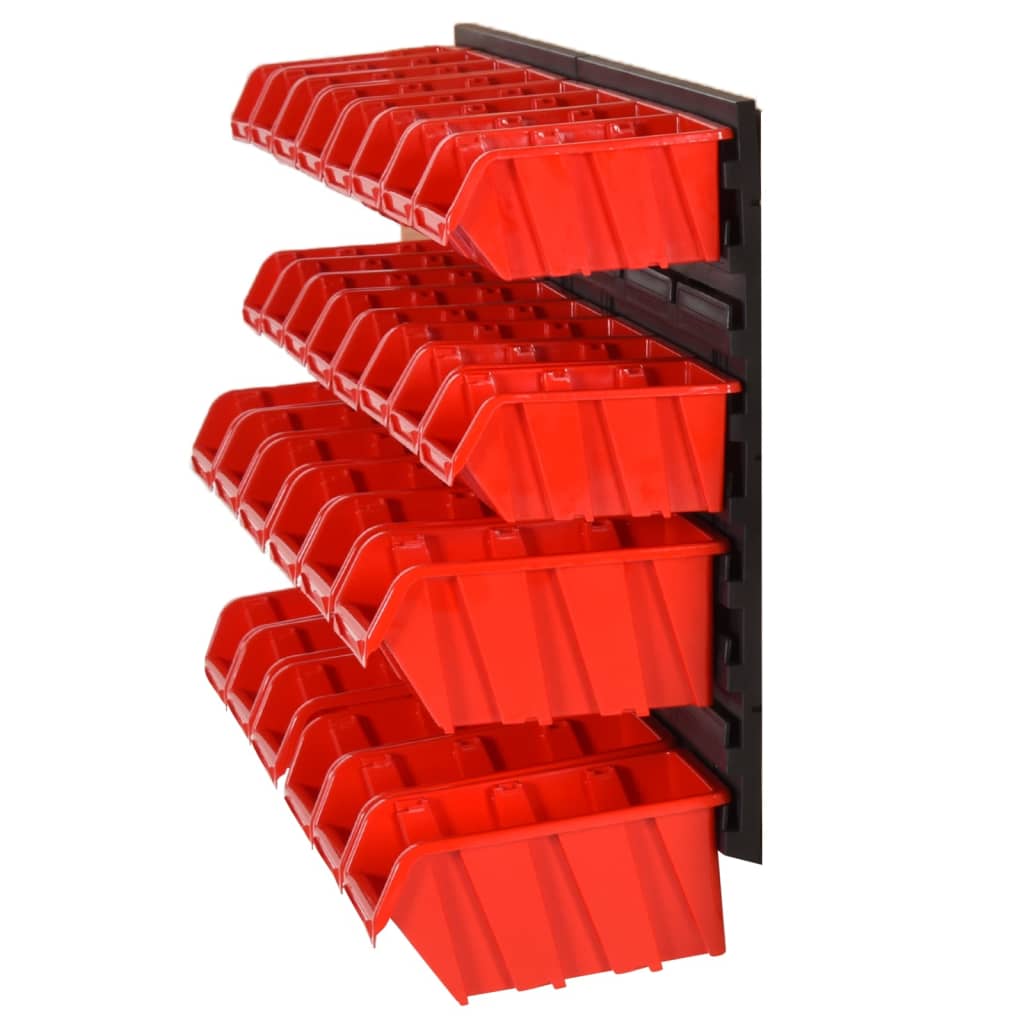 vidaXL 30-piece Sorting System Set 77x39 cm Polypropylene Red and Black