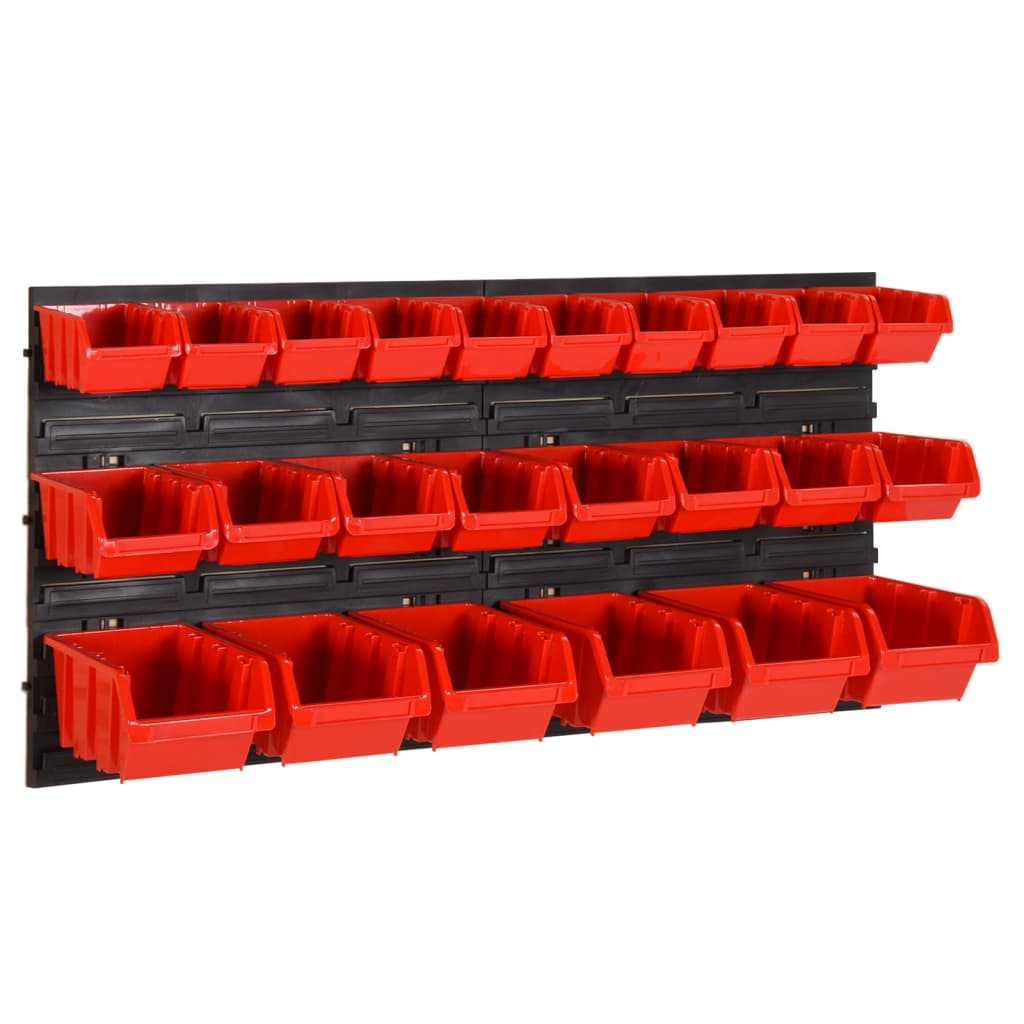 vidaXL 30-piece Sorting System Set 77x39 cm Polypropylene Red and Black