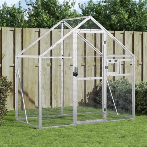 vidaXL Aviary 179x100x185 cm aluminium silver