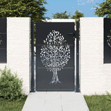 vidaXL Gate 100x75 cm with Tree Design Steel Anthracite