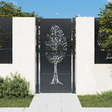 vidaXL Gate 100x75 cm with Tree Design Steel Anthracite