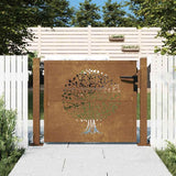 vidaXL Gate 100x75 cm Tree Design Corten Steel