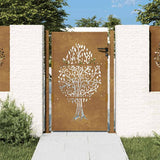 vidaXL Gate 100x75 cm Tree Design Corten Steel