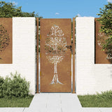 vidaXL Gate 100x75 cm Tree Design Corten Steel