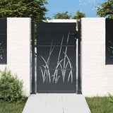 vidaXL Gate with Grass Design 100x75 cm Steel Anthracite