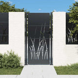 vidaXL Gate with Grass Design 100x75 cm Steel Anthracite