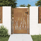 vidaXL Gate grass design 100x75 cm corten steel
