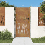 vidaXL Gate grass design 100x75 cm corten steel