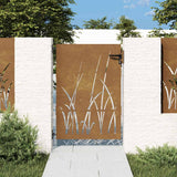 vidaXL Gate 85x75 cm Grass Design Corten Steel