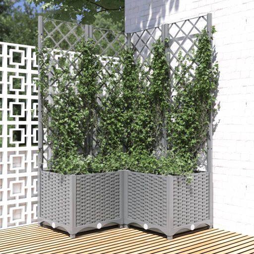 vidaXL Planter with Trellis 40x40x121.5 cm Polypropylene