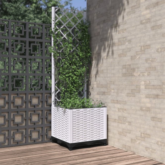 vidaXL Planter with Trellis 40x40x121.5 cm Polypropylene