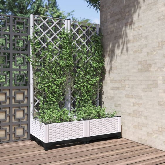 vidaXL Planter with Trellis 40x40x121.5 cm Polypropylene
