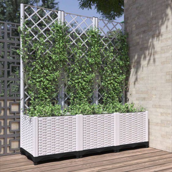 vidaXL Planter with Trellis 40x40x121.5 cm Polypropylene