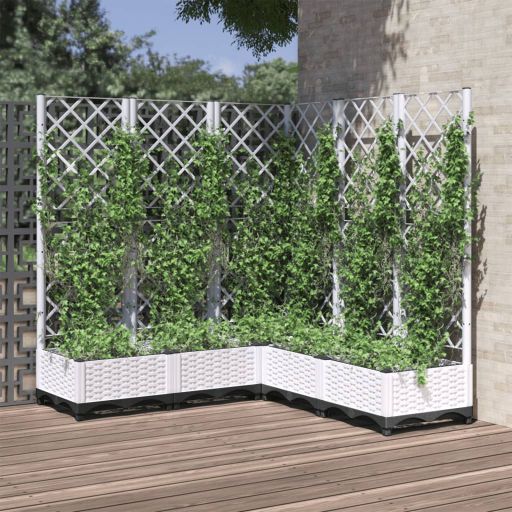vidaXL Planter with Trellis 40x40x121.5 cm Polypropylene