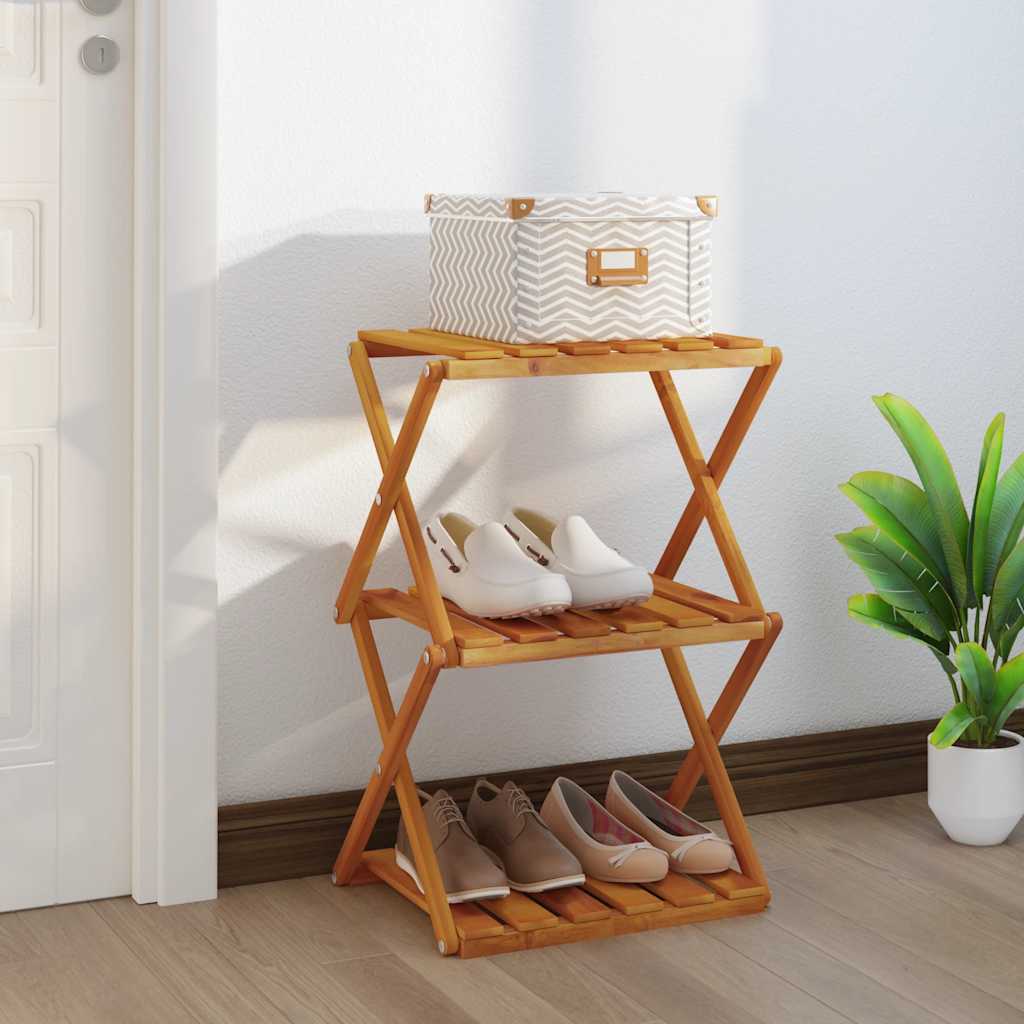 vidaXL Schappenkast inklapbaar 3-laags 70x31x63 cm acaciahout bruin