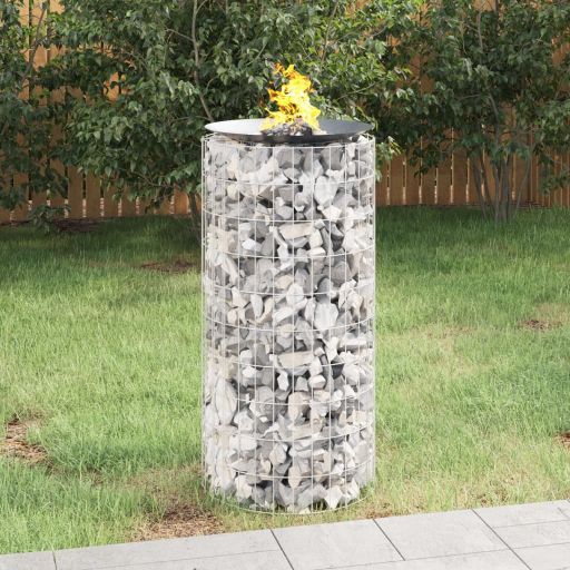 vidaXL Gabion Fire Pit Ø 50 cm Galvanized Iron