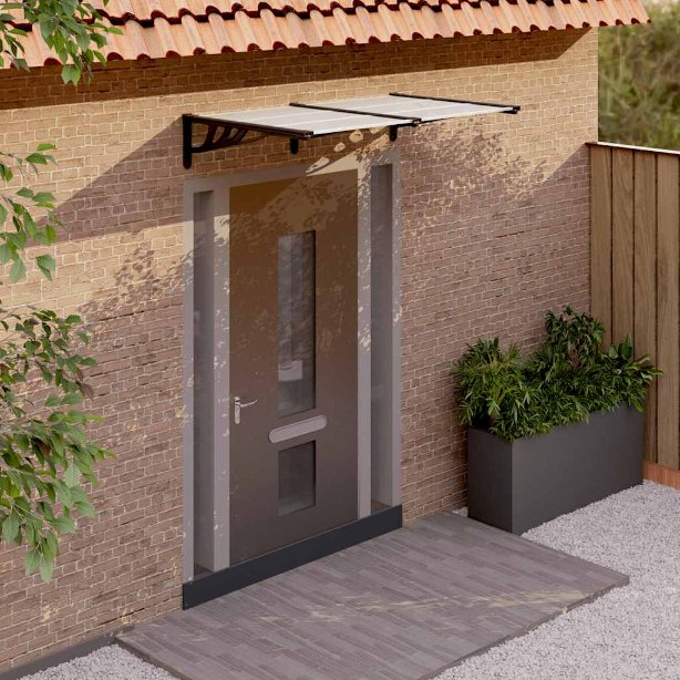 vidaXL Deurluifel 122x90 cm polycarbonaat zwart en transparant