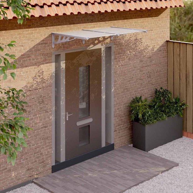 vidaXL Deurluifel 122x90 cm polycarbonaat grijs en transparant
