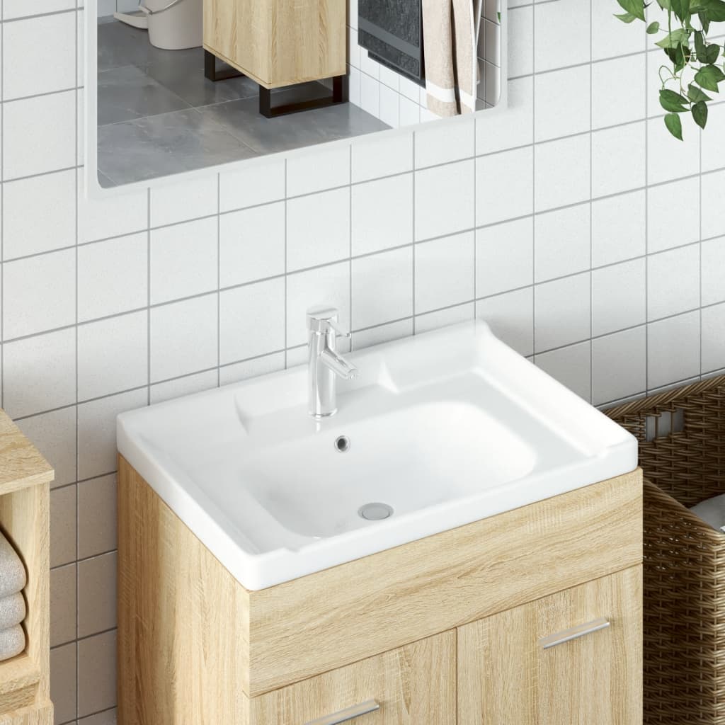 vidaXL Rectangular Wash Basin 61x48x23 cm Ceramic White