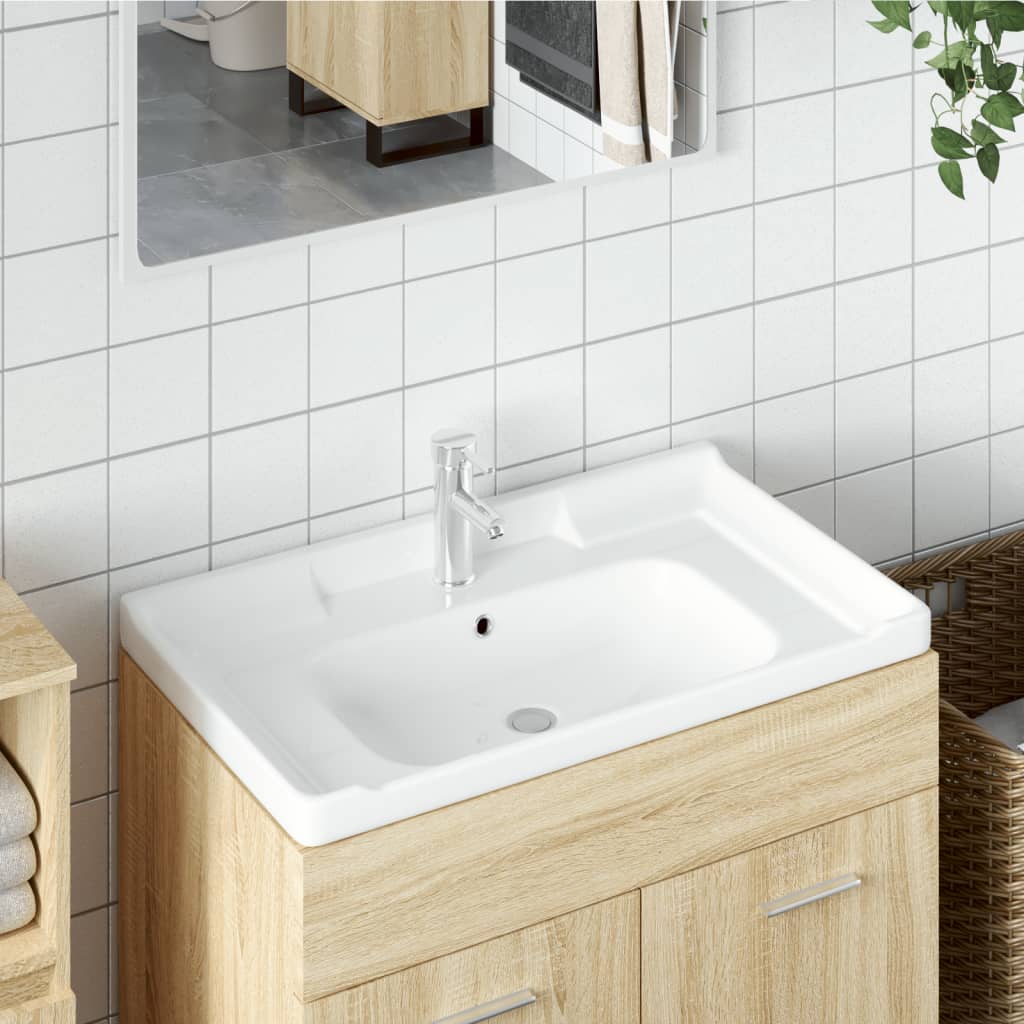 vidaXL Rectangular Wash Basin 61x48x23 cm Ceramic White
