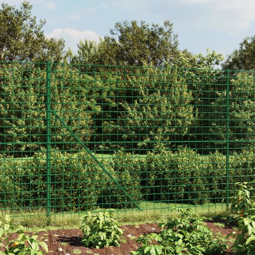 vidaXL Wire Mesh Fence with Ground Anchors 0.8x10 m Green