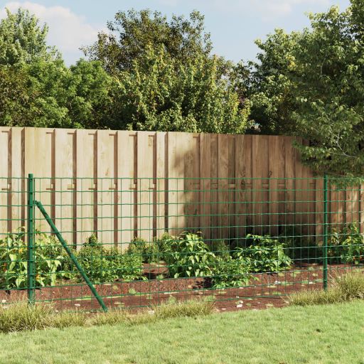 vidaXL Welded Mesh Fence with Flange 0.8x10 m Green