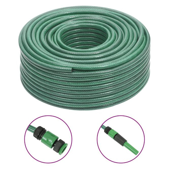 vidaXL Garden Hose with Coupling Set 0.5'' 10 m PVC Green