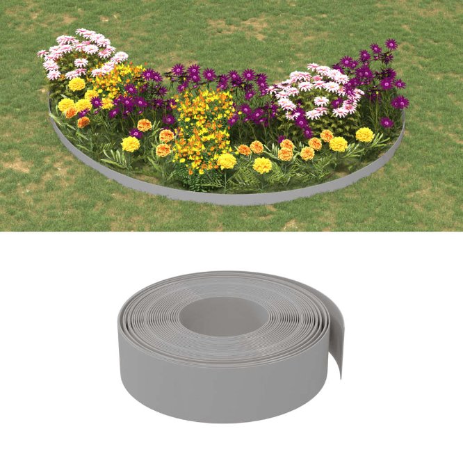 vidaXL Garden Edging 10 m 10 cm Polyethylene Grey