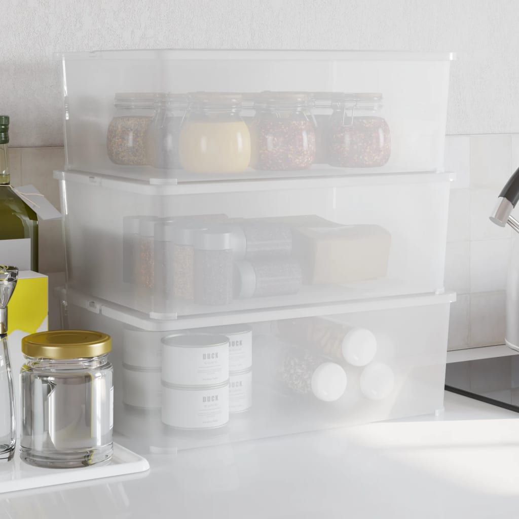 vidaXL Storage Boxes plastic 3 pcs stackable 25 L