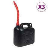 vidaXL Fuel Cans 3 pcs with Flexible Spout Black 10 L Plastic