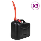 vidaXL Fuel Cans 3 pcs with Flexible Spout Black 10 L Plastic