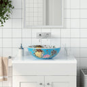 vidaXL Countertop Basin round Φ41x14 cm ceramic white and blue