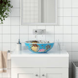 vidaXL Opzetwasbak rond Φ41x14 cm keramiek wit en blauw
