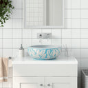 vidaXL Countertop Basin round Φ41x14 cm ceramic white and blue