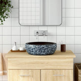 vidaXL Opzetwasbak rond Φ41x14 cm keramiek wit en blauw