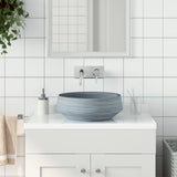 vidaXL Opzetwasbak rond Φ41x14 cm keramiek wit en blauw