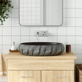 vidaXL Opzetwasbak ovaal 47x33x13 cm keramiek grijs en blauw