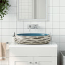 vidaXL Opzetwasbak ovale 47x33x13 cm céramique gris et bleu