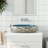 vidaXL Opzetwasbak ovaal 47x33x13 cm keramiek grijs en blauw