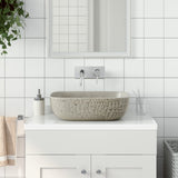 vidaXL Opzetwasbak ovaal 47x33x13 cm keramiek grijs en blauw