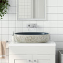 vidaXL Opzetwasbak ovale 47x33x13 cm céramique gris et bleu