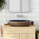 vidaXL Opzetwasbak ovale 47x33x13 cm céramique gris et bleu