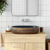 vidaXL Opzetwasbak ovaal 47x33x13 cm keramiek grijs en blauw