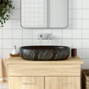 vidaXL Opzetwasbak ovale 47x33x13 cm céramique gris et bleu