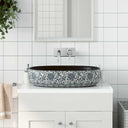 vidaXL Opzetwasbak ovale 47x33x13 cm céramique gris et bleu