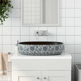 vidaXL Opzetwasbak ovaal 47x33x13 cm keramiek grijs en blauw