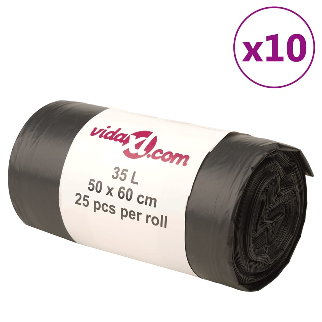 vidaXL Rubbish Bags 250 pcs 35 L black