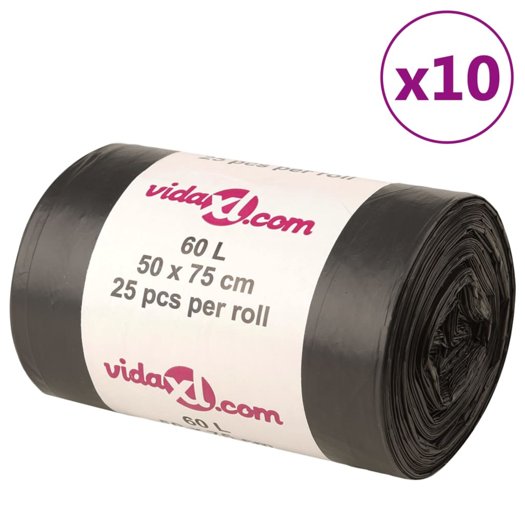 vidaXL Rubbish Bags 250 pcs 35 L black