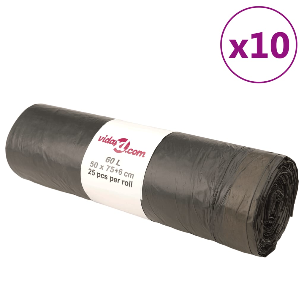 vidaXL Rubbish Bags 250 pcs 35 L black